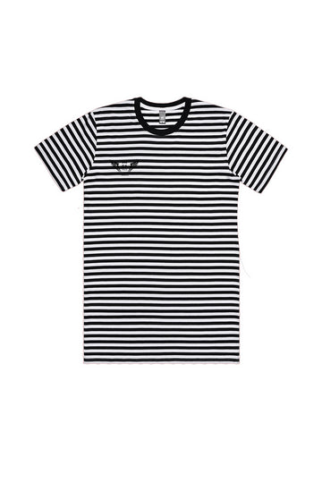 BLACK WHITE STRIPE LOGO TEE