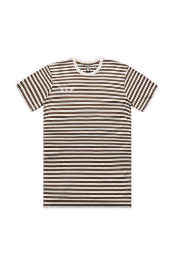 NATURAL WALNUT STRIPE LOGO TEE