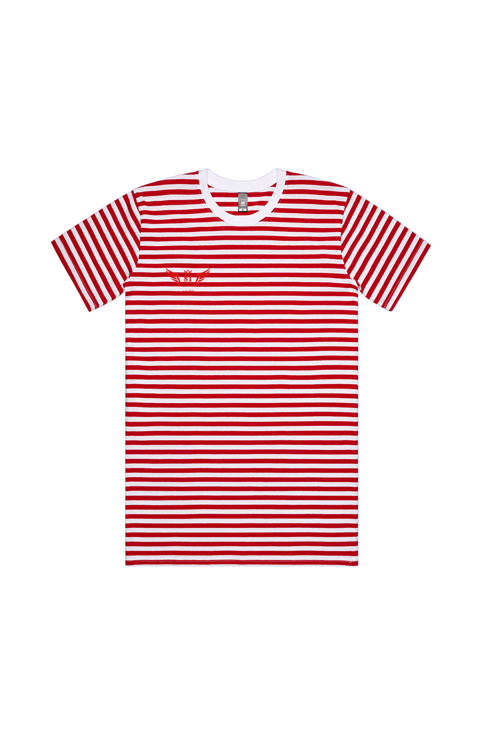 WHITE RED STRIPE LOGO TEE (EMBROIDERED)